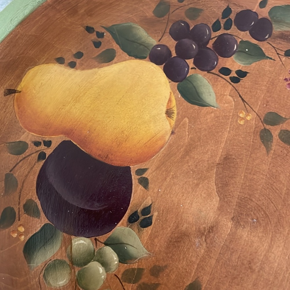 Hand-Painted Wooden Bowl with Fruit Design - Picture 5 of 5
